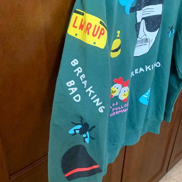 Breaking Bad Heisenberg Sweatshirt Unisex Oversize Green Pop Art Hot Topic Small - Picture 4 of 8